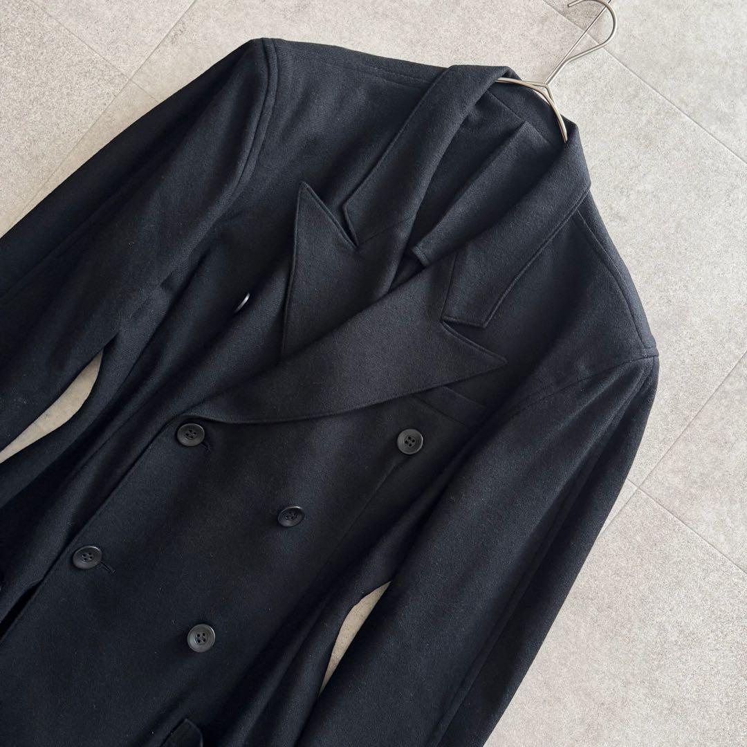 ワイズ　ロングコート　チェスターコート　黒　ブラック　ダブル　ウール　L