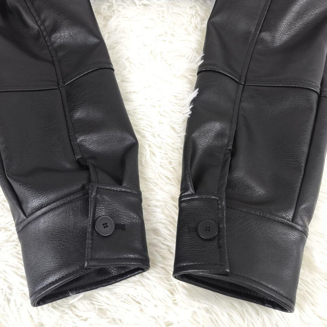 ✨極美品✨ ザラ レザージャケット フェイクレザー シングル 黒 オーバーサイズ