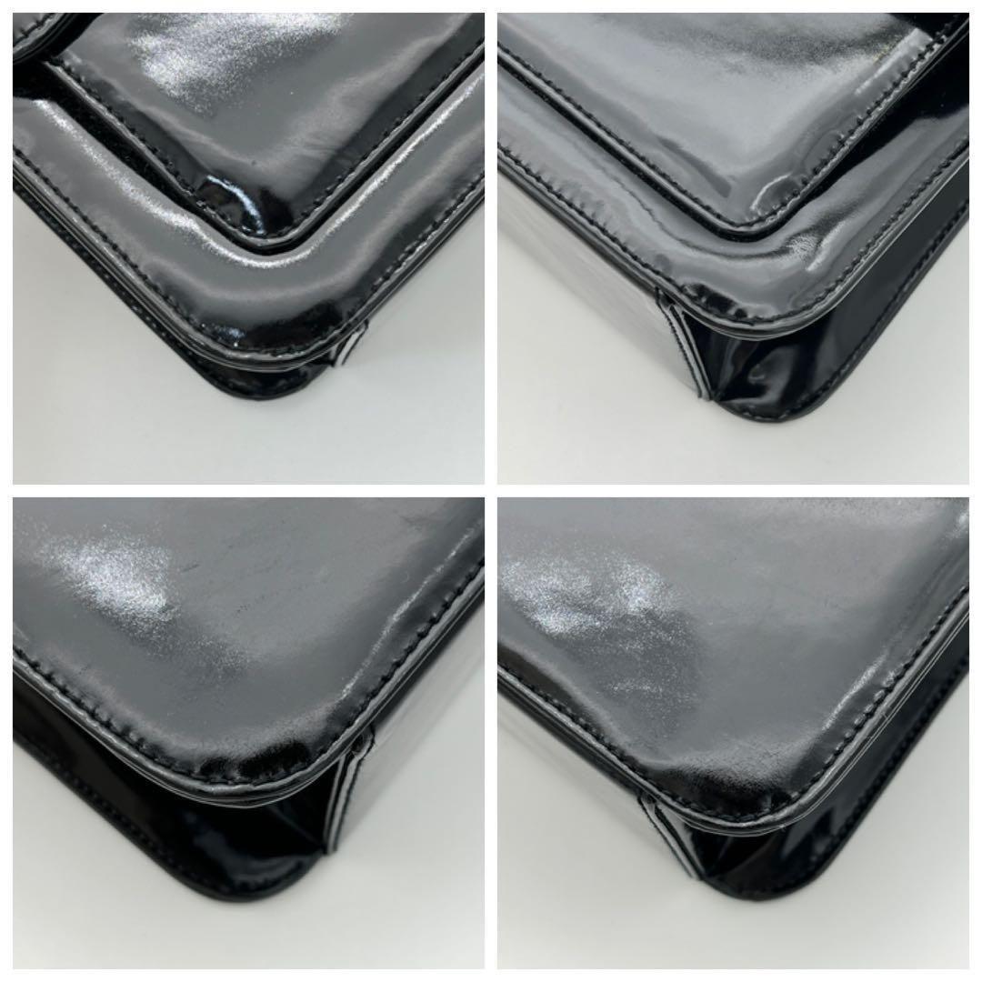 CHANEL シャネル パテント チェーンショルダーバッグ ブラック 斜め掛け