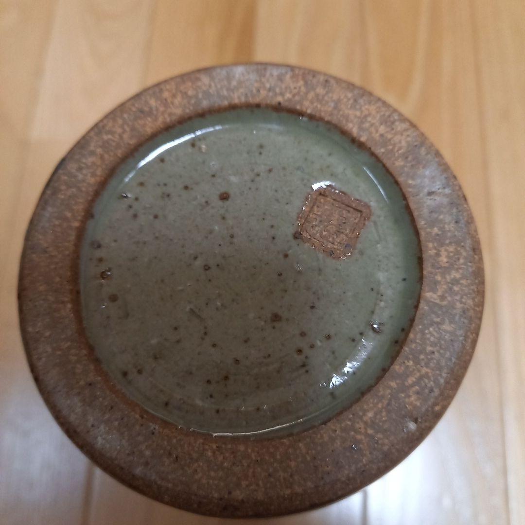 萩焼耳付き花瓶　煌雪窯　清水啓功　共箱付属　陶歴付属➕益子系統？の花瓶付属