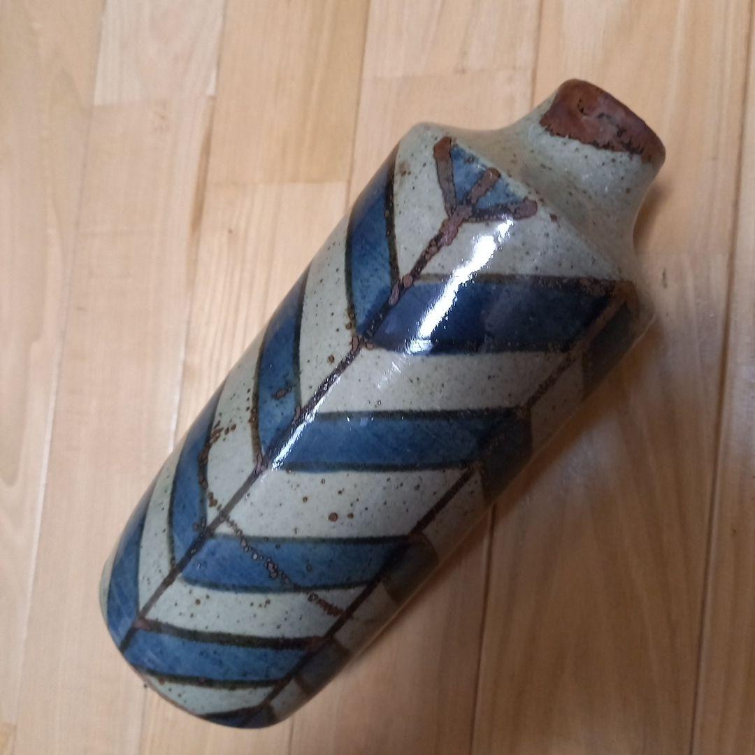 萩焼耳付き花瓶　煌雪窯　清水啓功　共箱付属　陶歴付属➕益子系統？の花瓶付属