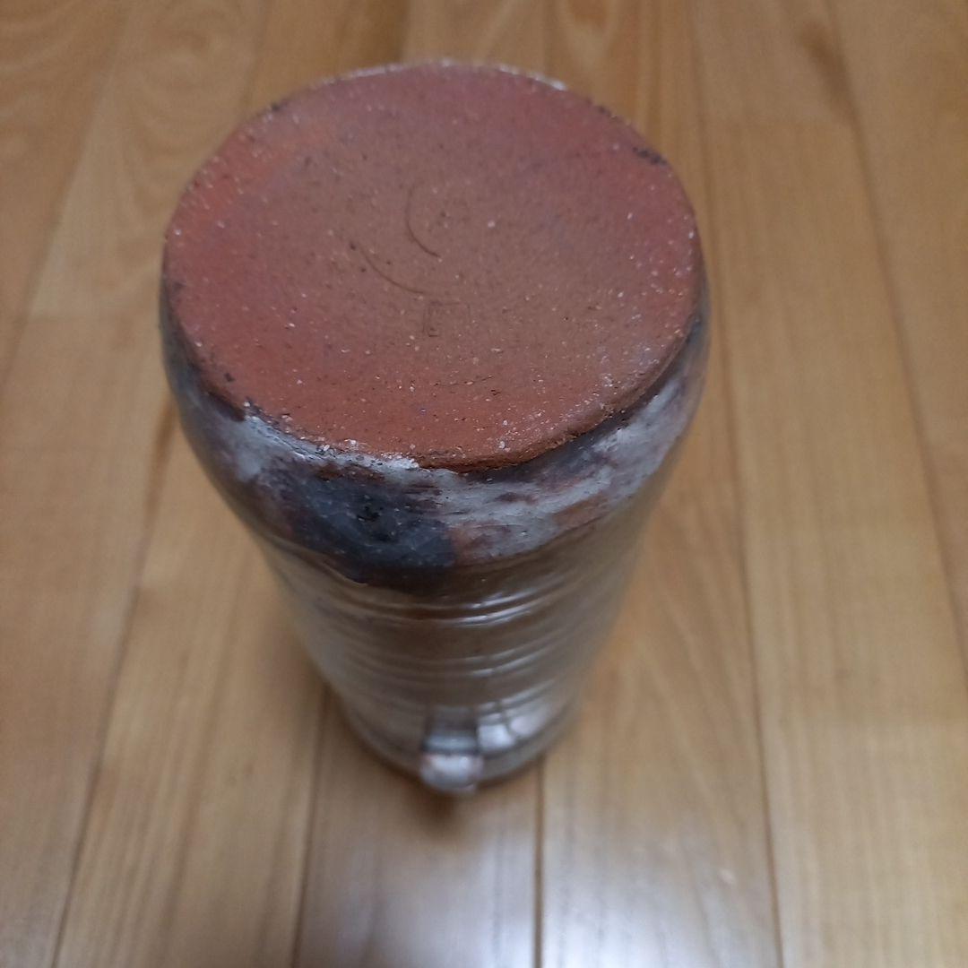 萩焼耳付き花瓶　煌雪窯　清水啓功　共箱付属　陶歴付属➕益子系統？の花瓶付属