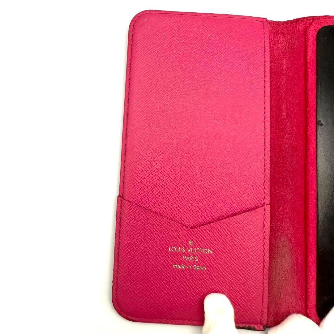 iPhone Xケース　ルイヴィトン　フォリオ　モノグラム　手帳型　ピンク