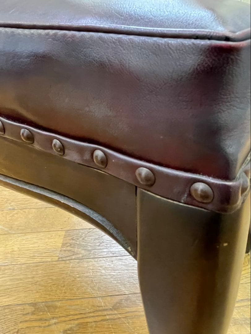 高級家具 スツール チェア 猫脚 木製 革張 イタリア アンティーク レトロ