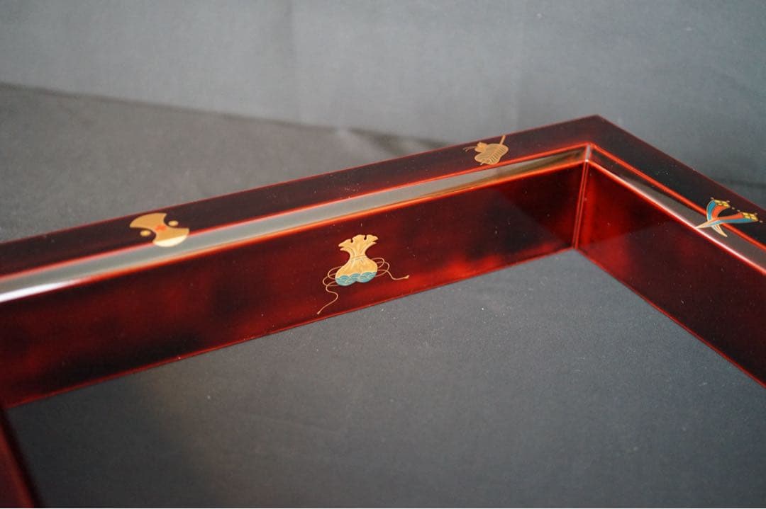 一后一兆 作 輪島塗 宝尽くし蒔絵 溜塗 炉縁 共箱 栞付 茶道具 保証品