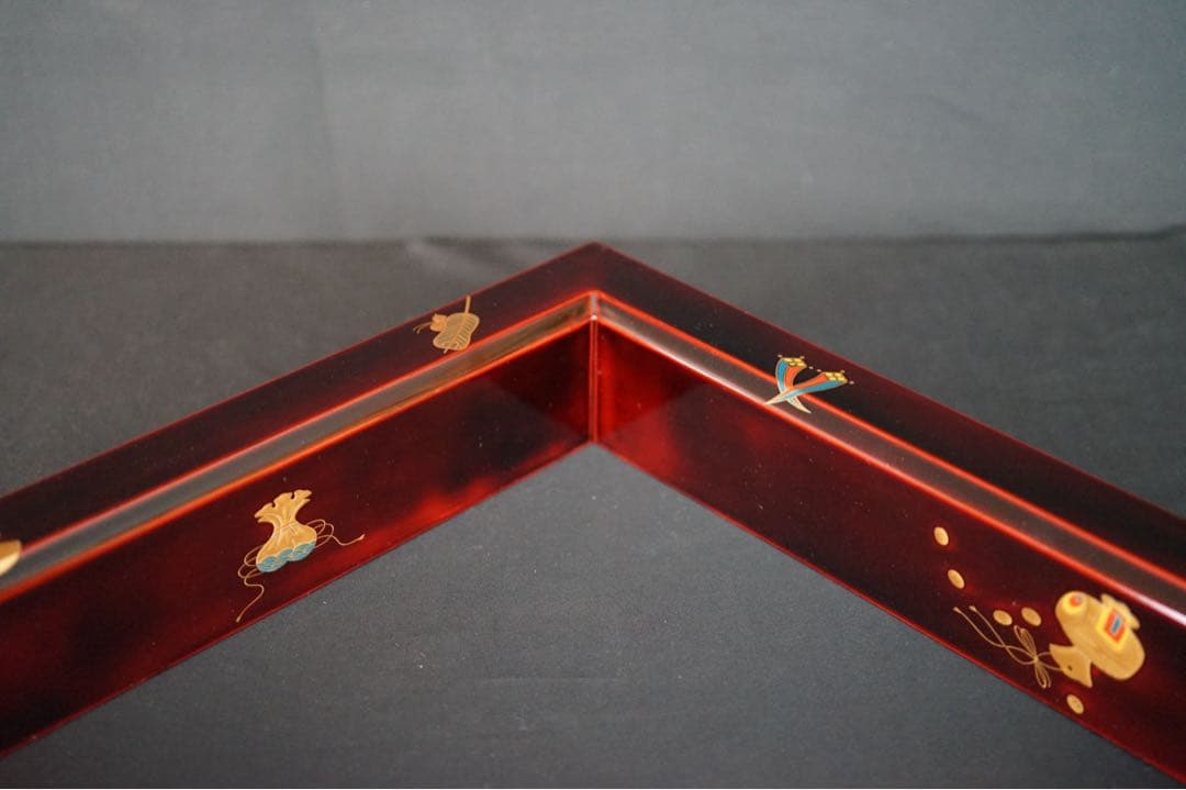 一后一兆 作 輪島塗 宝尽くし蒔絵 溜塗 炉縁 共箱 栞付 茶道具 保証品