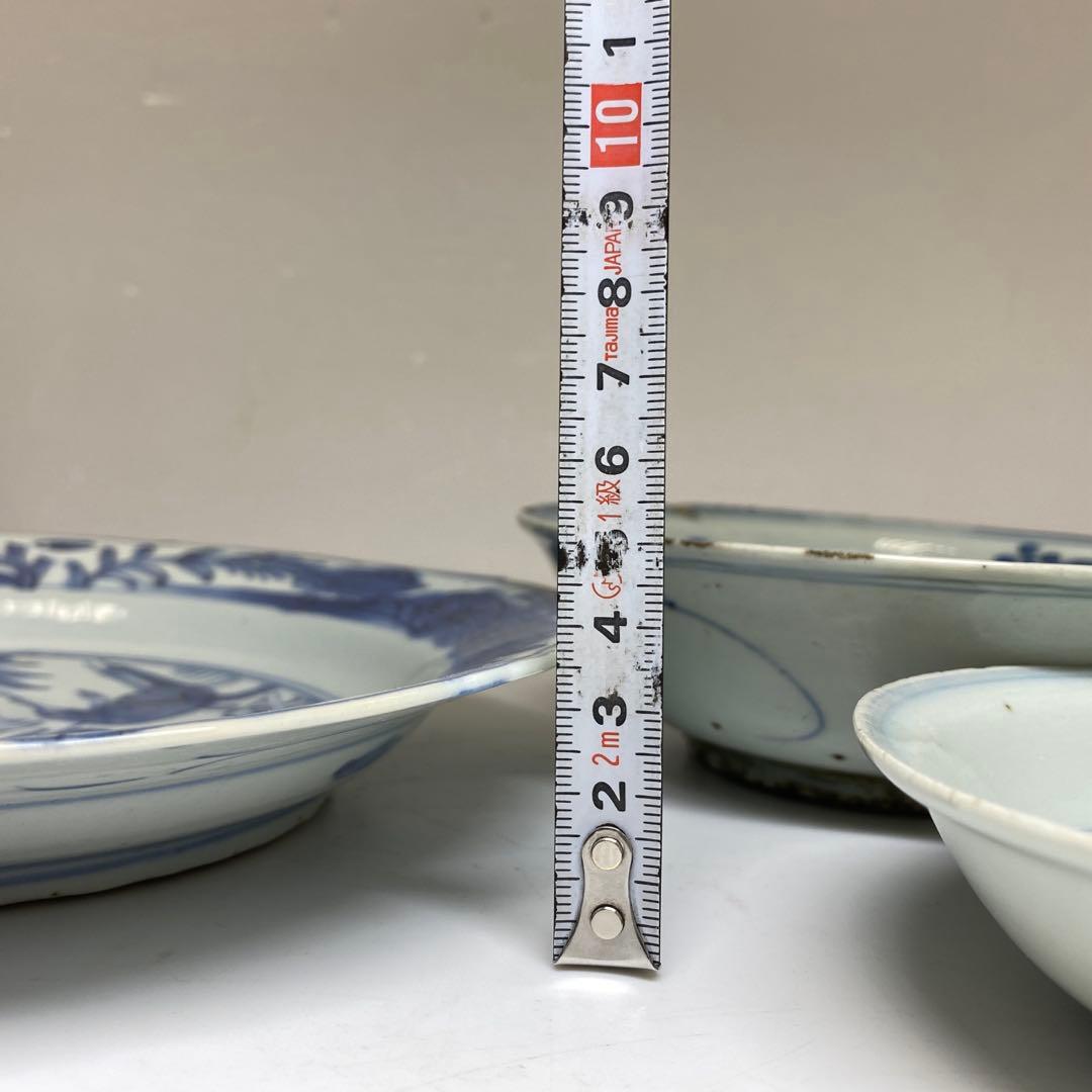 専用　中国明時代　古染付中皿鉢3点　東Y7-0204☆2Fトコオ