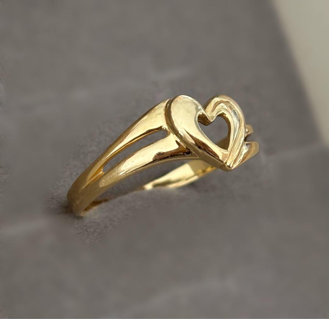 K18 18金　ハート ゴールドリング 大きめサイズ