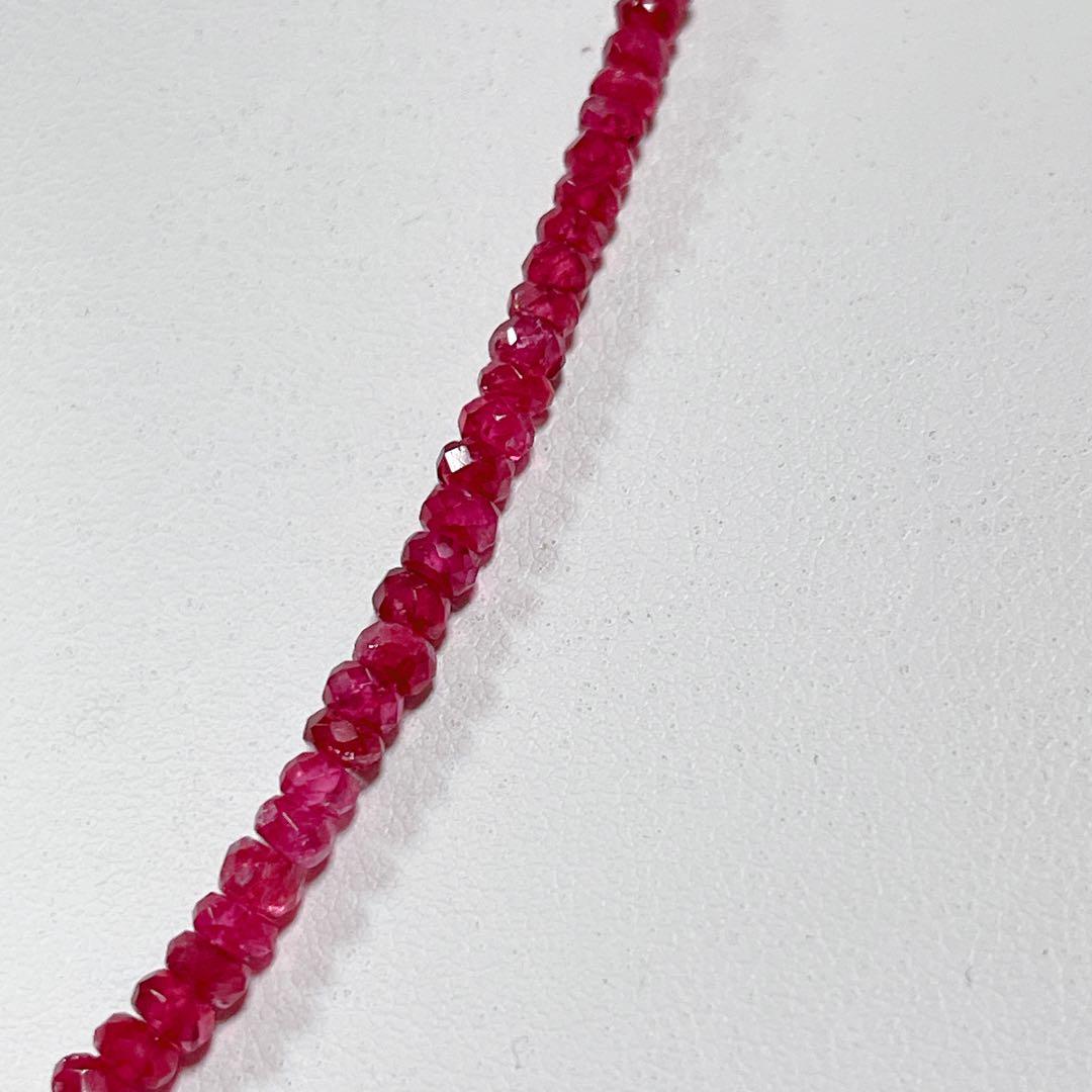 レッドスピネルネックレスボタンカットシルバーアジャスター5センチNO251306