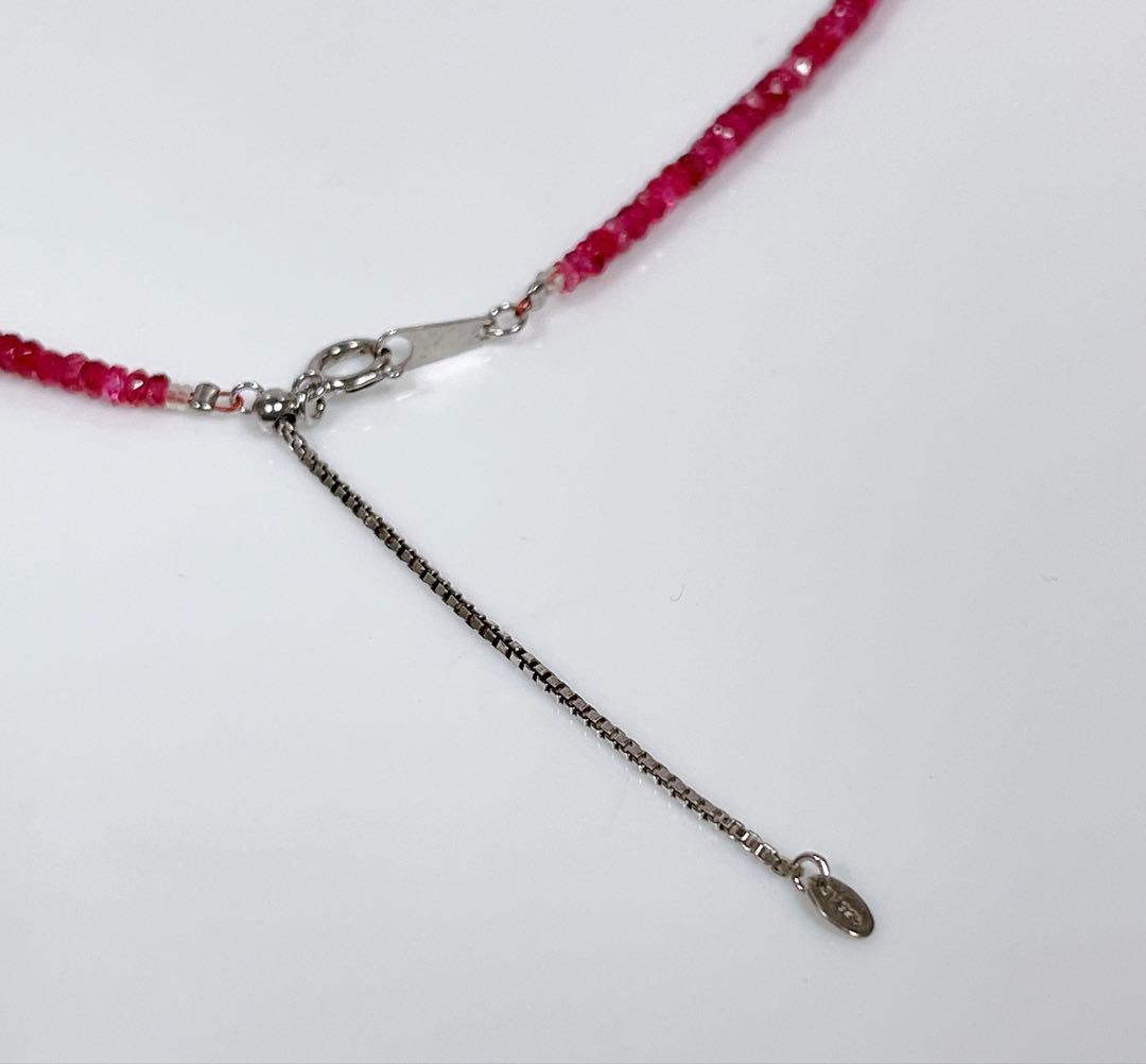 レッドスピネルネックレスボタンカットシルバーアジャスター5センチNO251306