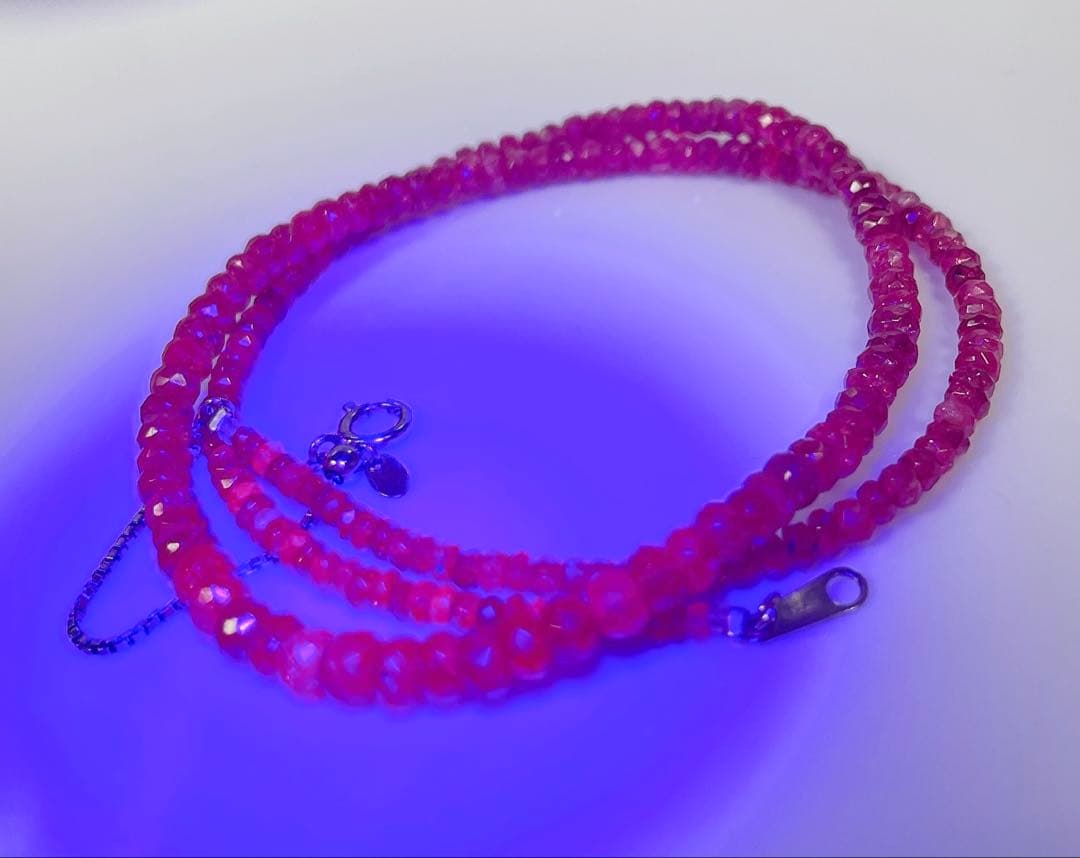 レッドスピネルネックレスボタンカットシルバーアジャスター5センチNO251306