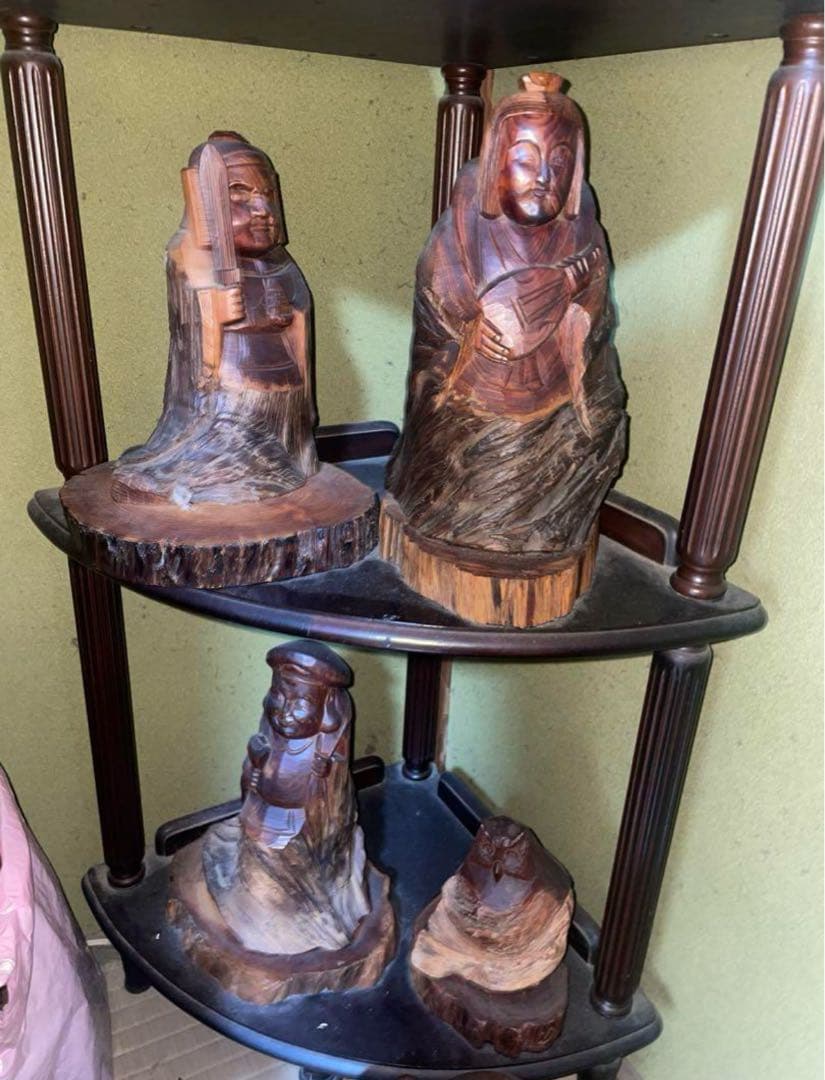 讃岐一刀彫・福禄寿 30cm 木彫像｜手彫り・一点物・和モダン