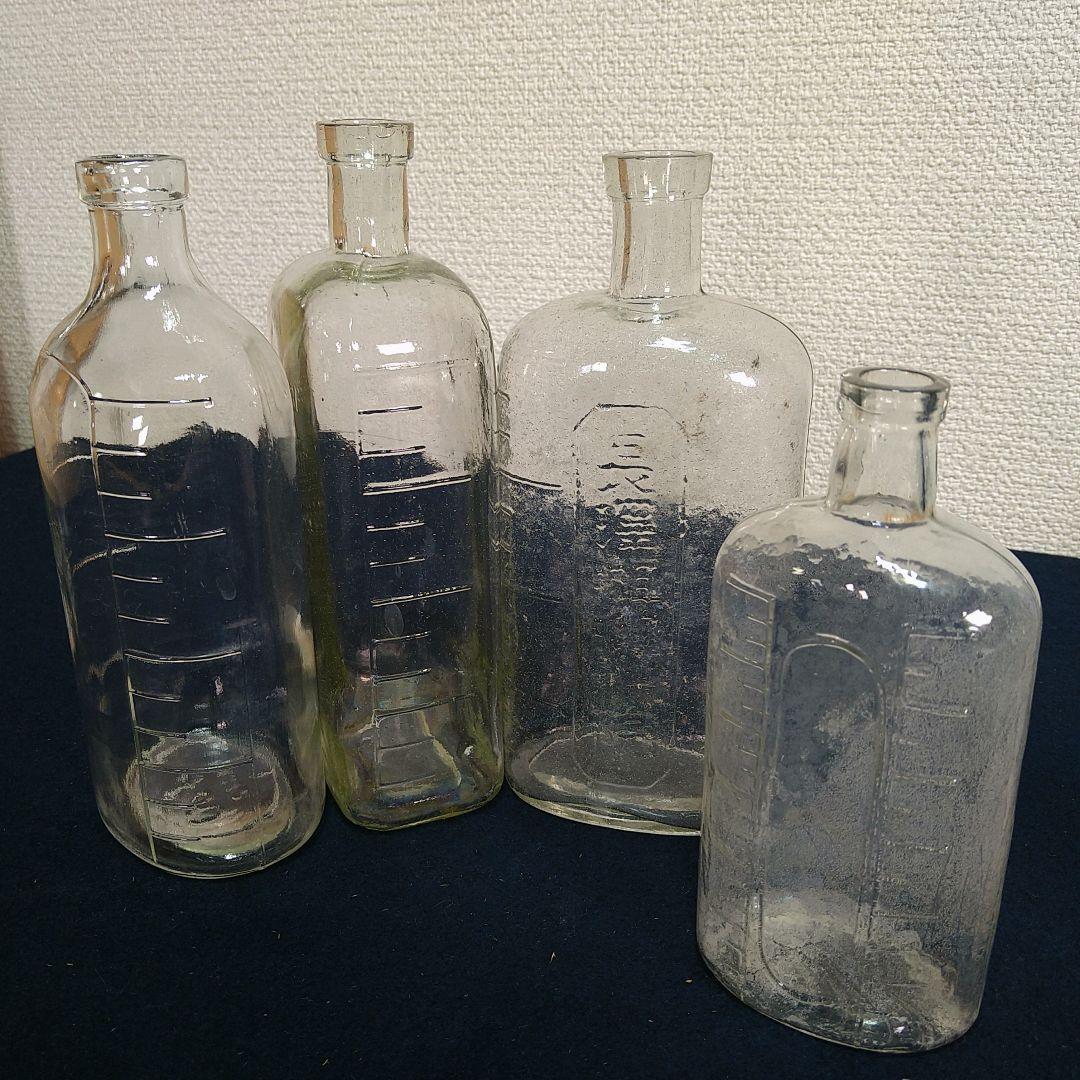 AA319 昭和レトロ薬瓶 他 気泡ガラス プレスガラス 色ガラス 18本
