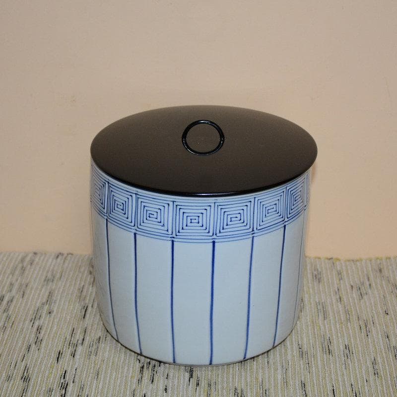 茶道具　水指　染付桶川水指　手塚祥堂　共箱　中古品　送料込み