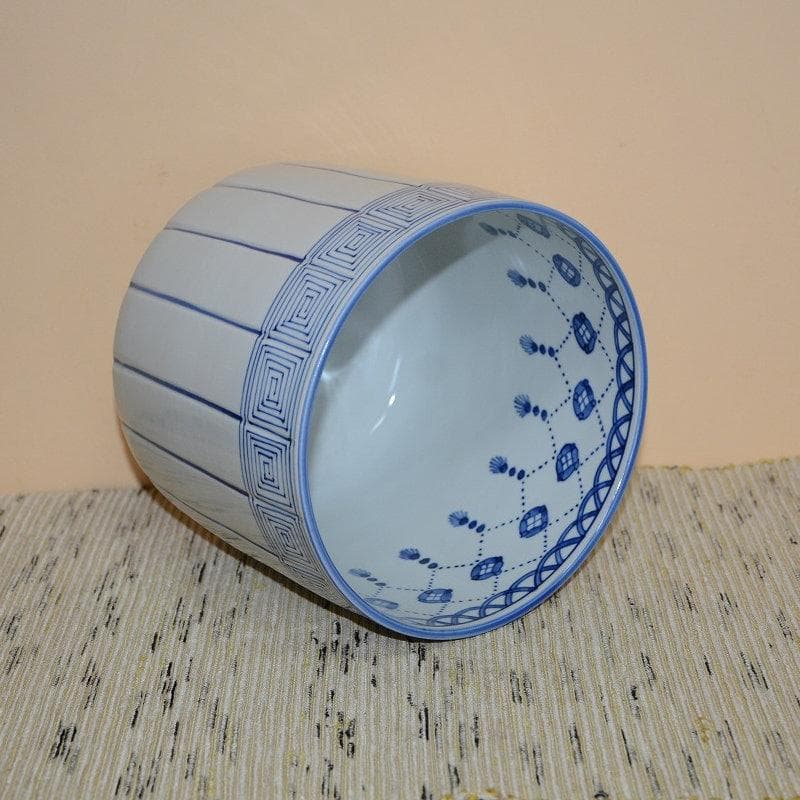 茶道具　水指　染付桶川水指　手塚祥堂　共箱　中古品　送料込み