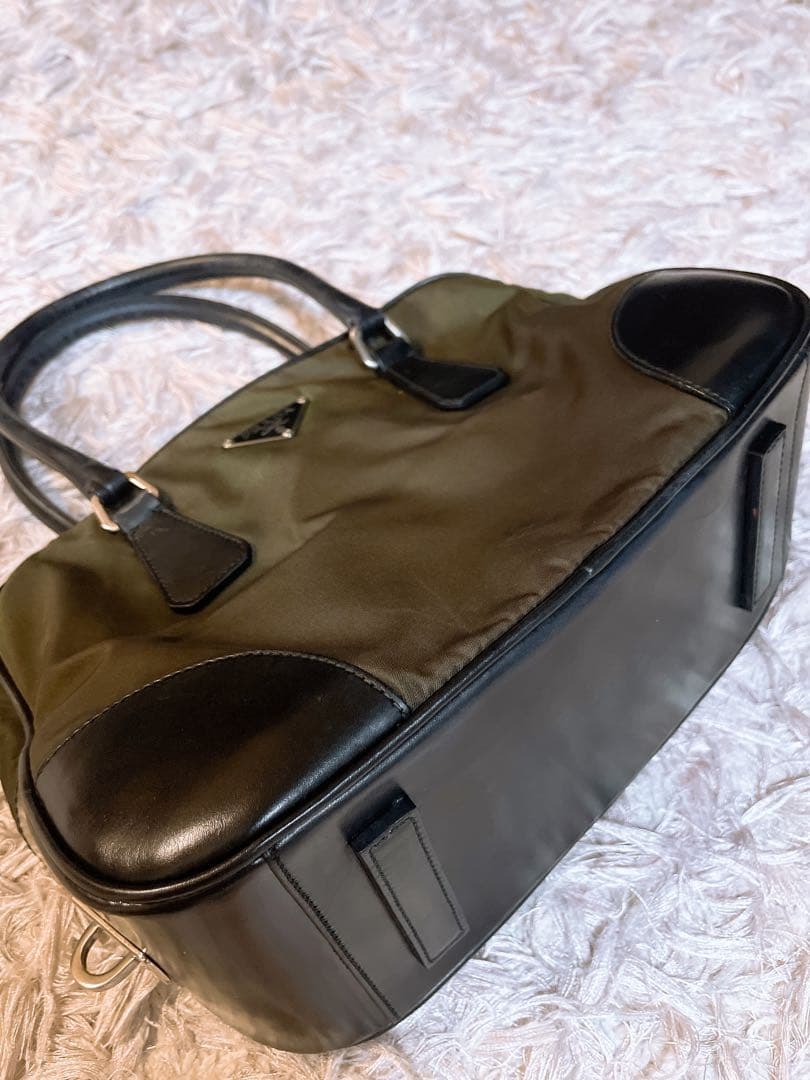 美品　PRADA プラダ　オリーブグリーン ハンドバッグ　トートバッグ
