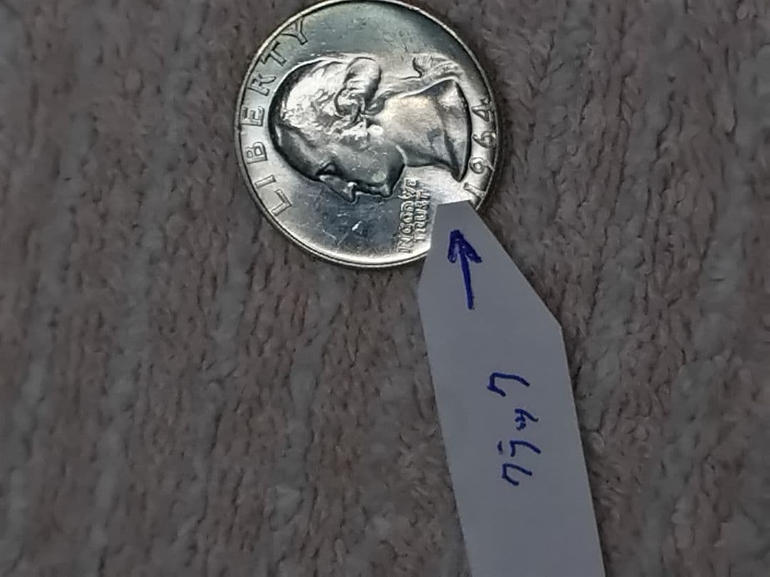 アメリカ クォーターダラー 1964年D 銀貨 エラー 手変わり バラエティー