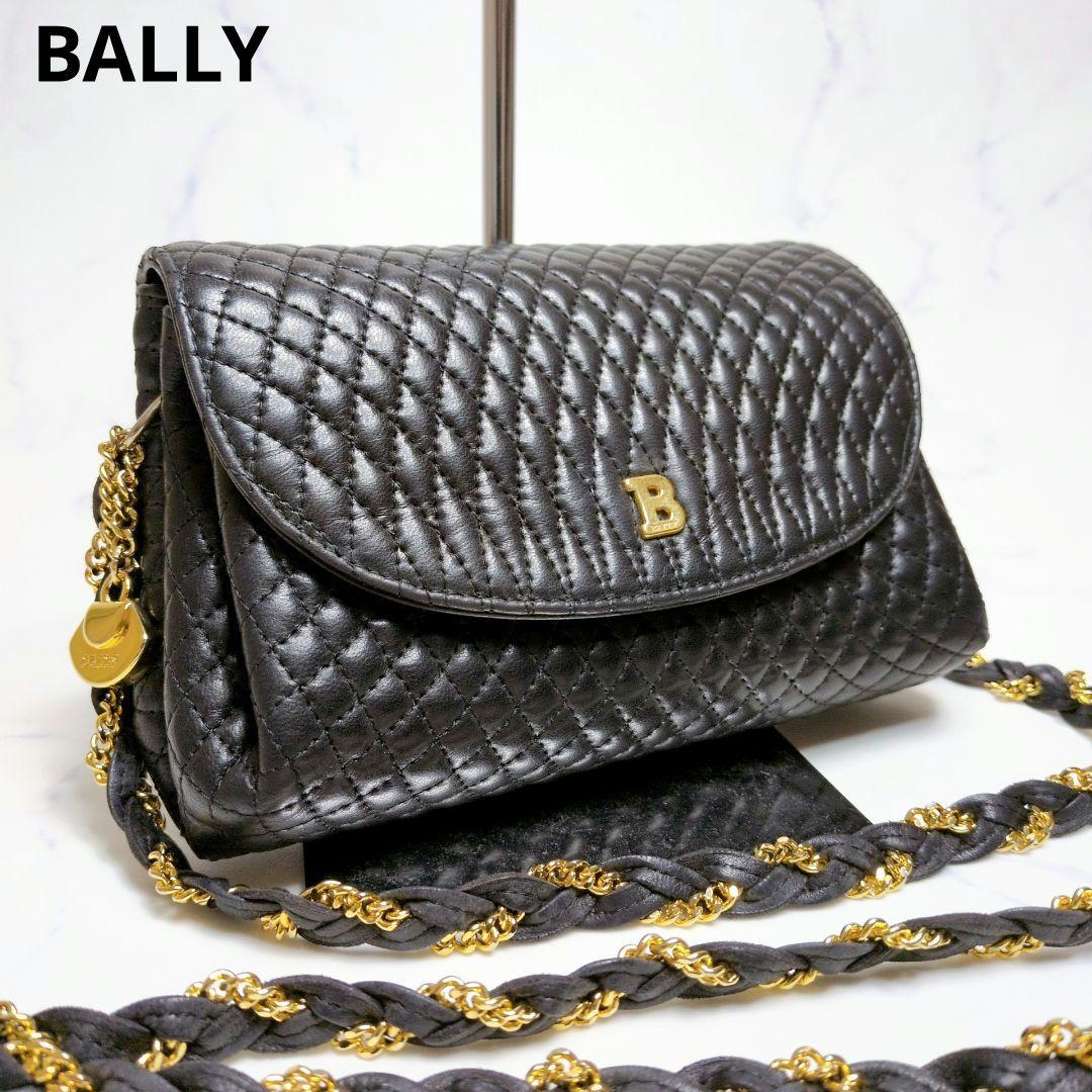 バリー ショルダーバック キルティング チェーン Bロゴ ブラック レザー