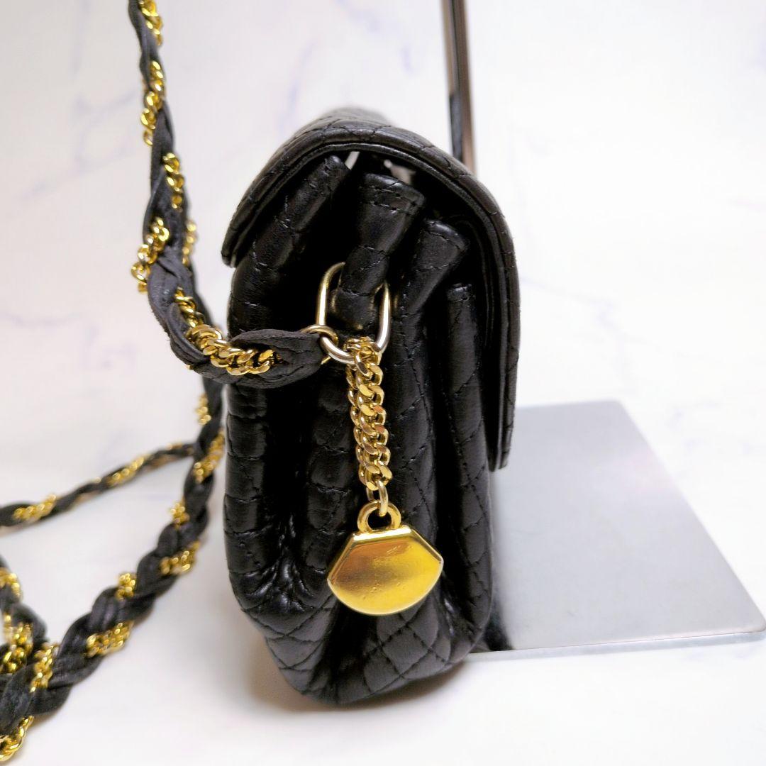 バリー ショルダーバック キルティング チェーン Bロゴ ブラック レザー