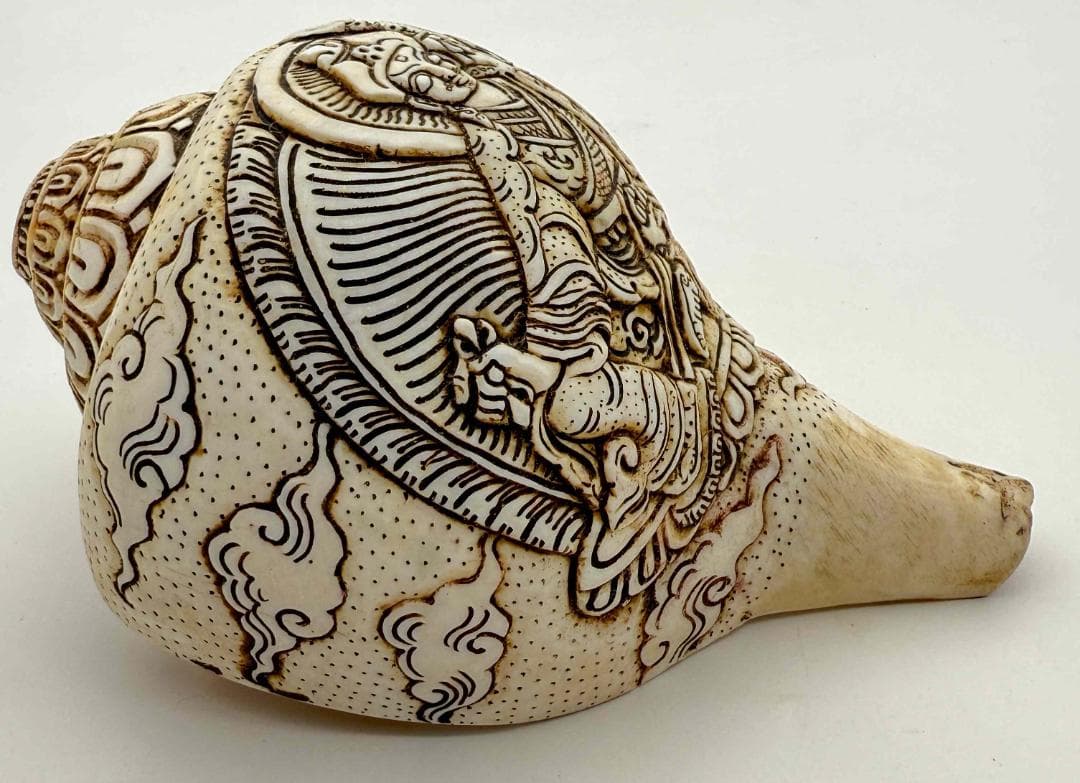 ◆チベット密教法具　法螺貝（シャンカ）パドマサンババ(グル・リンポチェ)-3