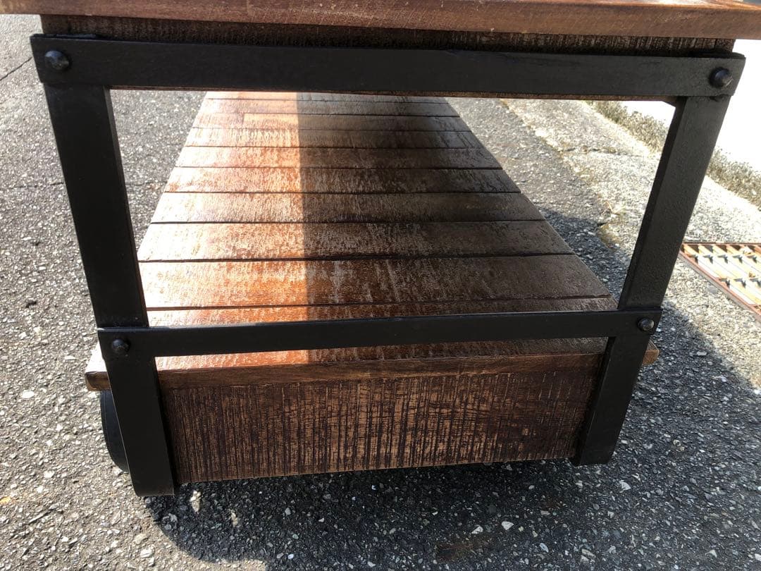 ジャーナルスタンダードファニチャー　木製二段シェルフ 車輪付き 120cm