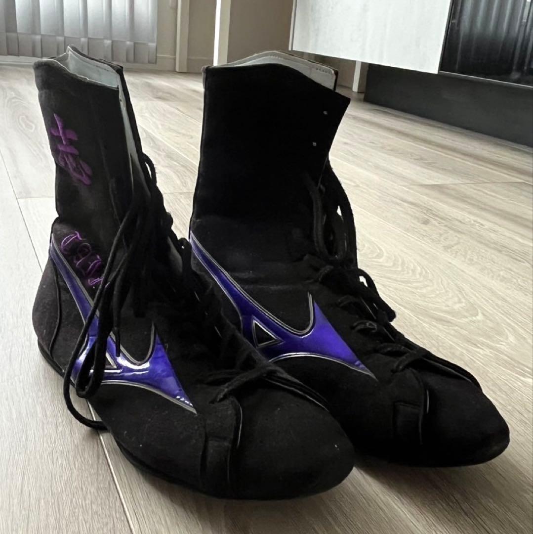 オーダーメイド Mizuno ボクシングシューズ フルスエード 黒 紫