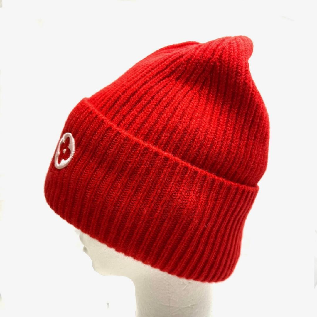 ルイヴィトン M77868 ビーニー LV ヘッドライン ニットキャップ 赤