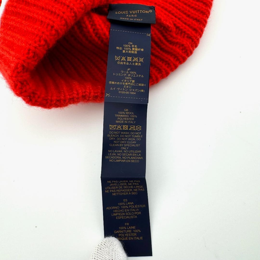 ルイヴィトン M77868 ビーニー LV ヘッドライン ニットキャップ 赤