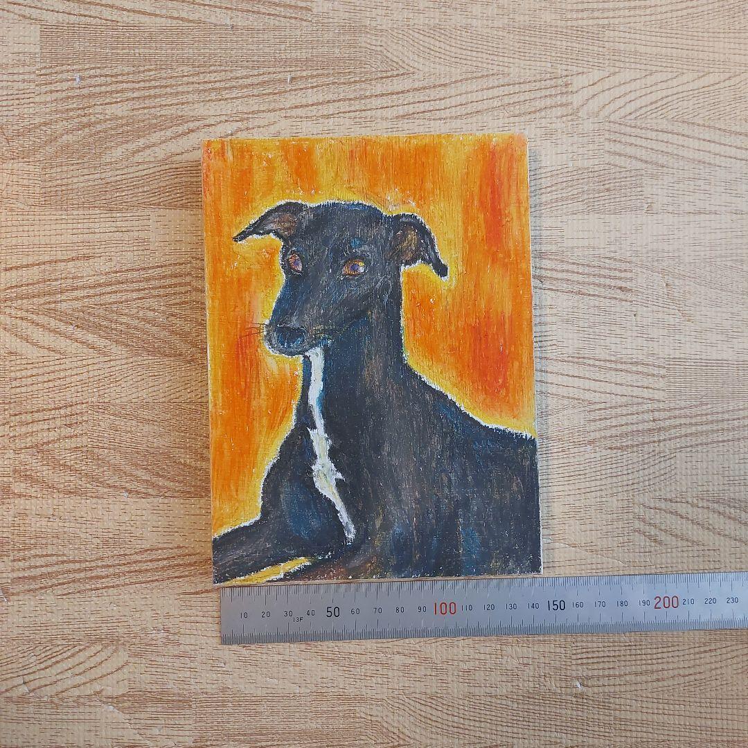 イタリアングレーハウンド クレヨン画 肖像画 犬 イタグレ 手描き インテリア