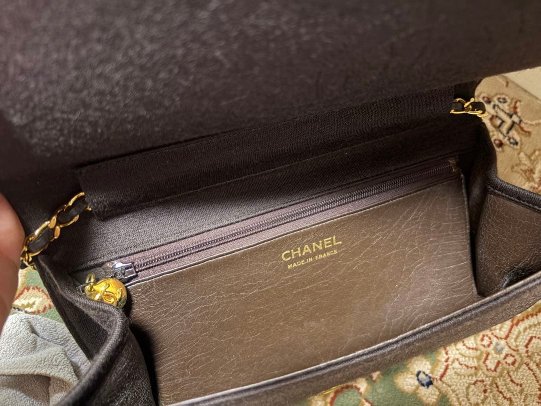 【美品級】CHANEL（シャネル）チェーンショルダーバッグ　マトラッセ　コットン
