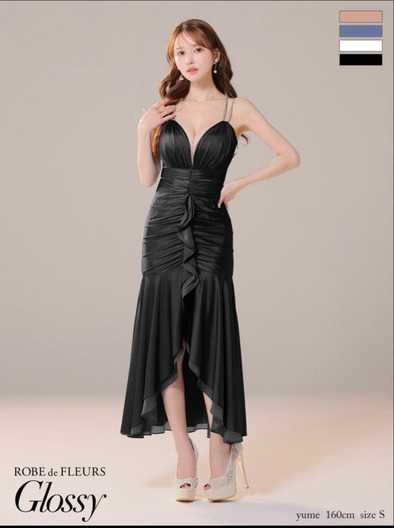 ローブドフルール　グロッシー　サテン　キャバロングドレス