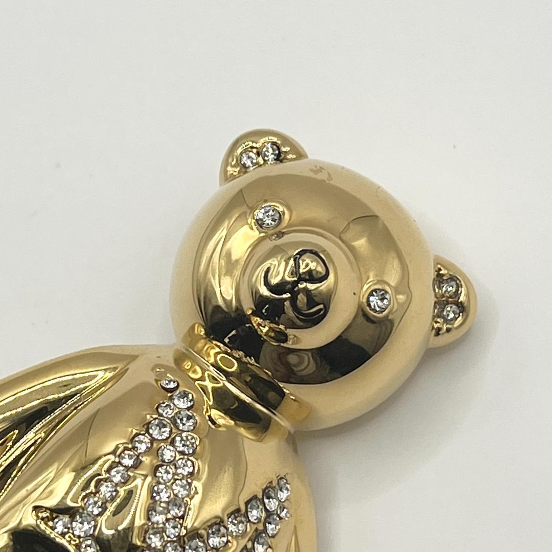 新品★Max Mara テディベア ブローチ SHINY GP×ラインストーン