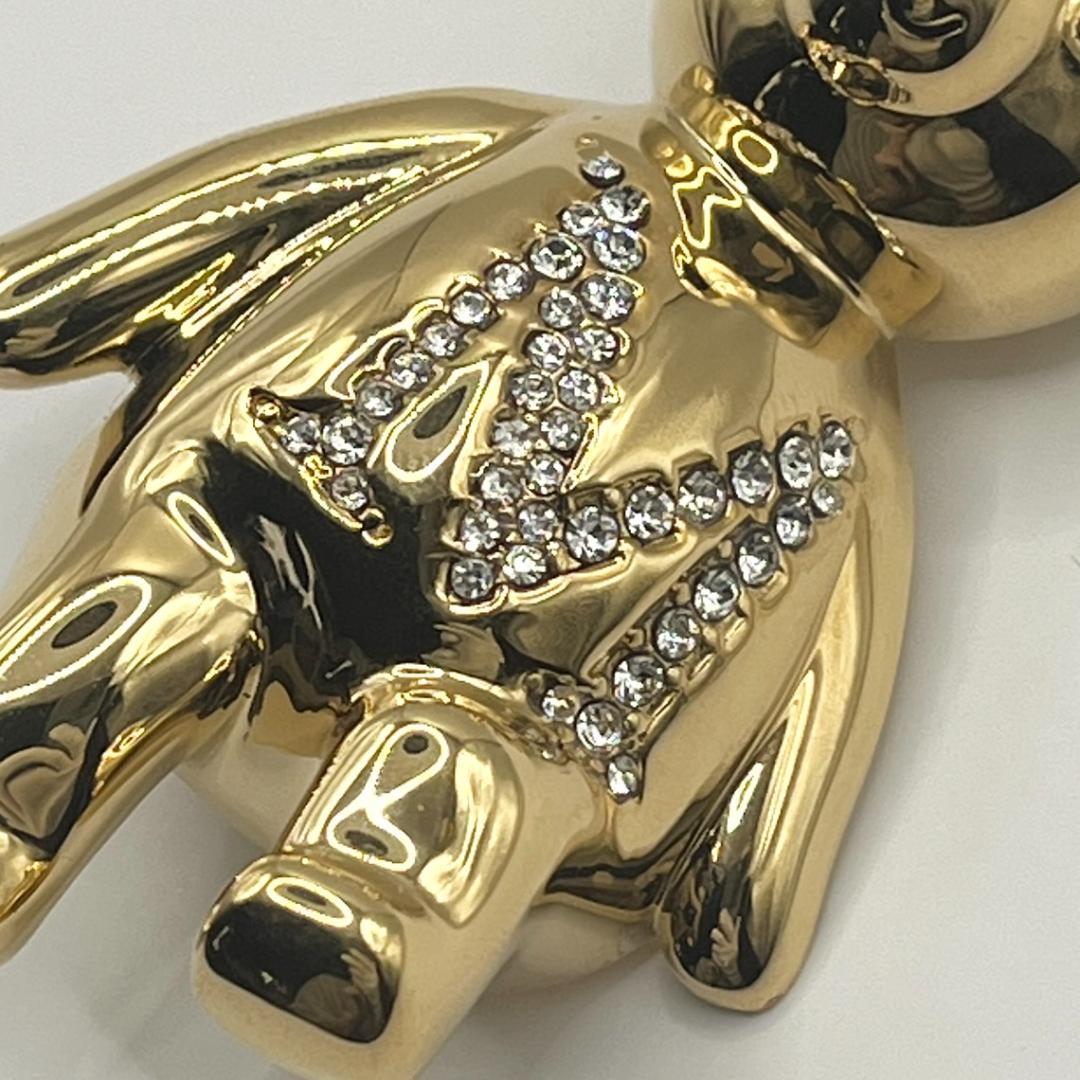 新品★Max Mara テディベア ブローチ SHINY GP×ラインストーン