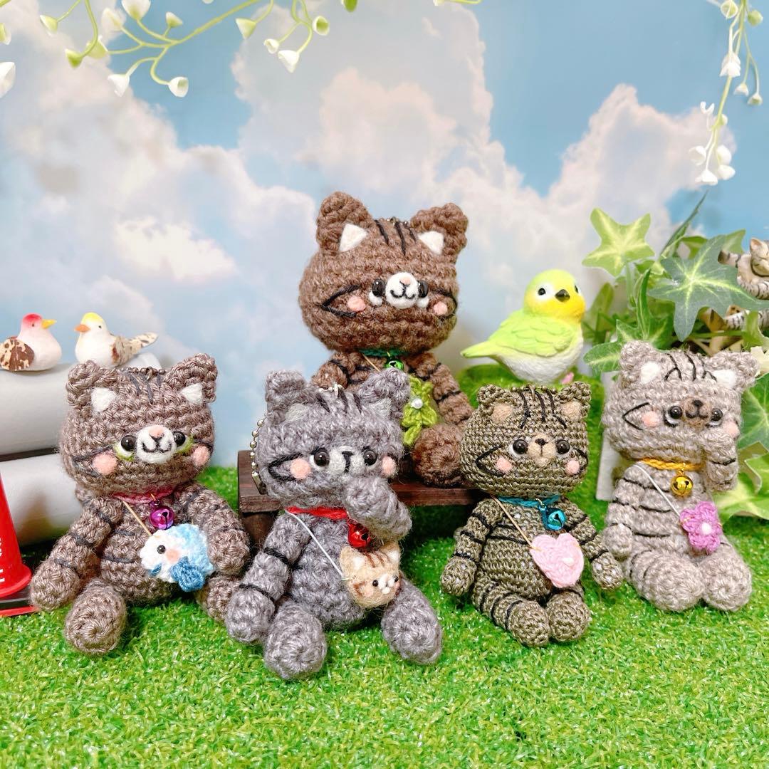 あみぐるみ　コロコロ仲良しキジトラ軍団あつまれーーー♪ストラップ☺︎