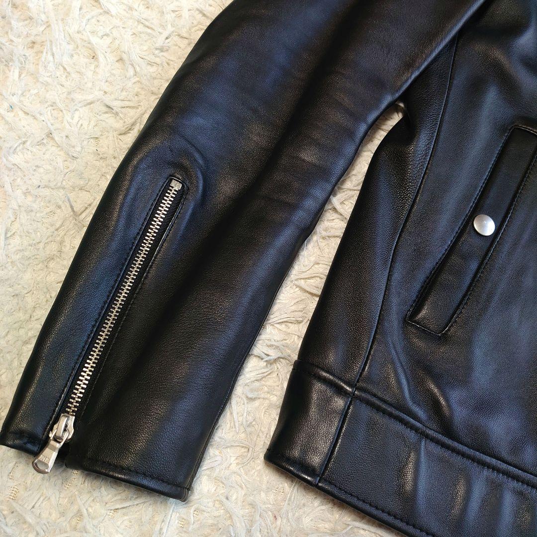 【未使用級】タイムリーワーニング 羊革 シングルライダース ジャケット M