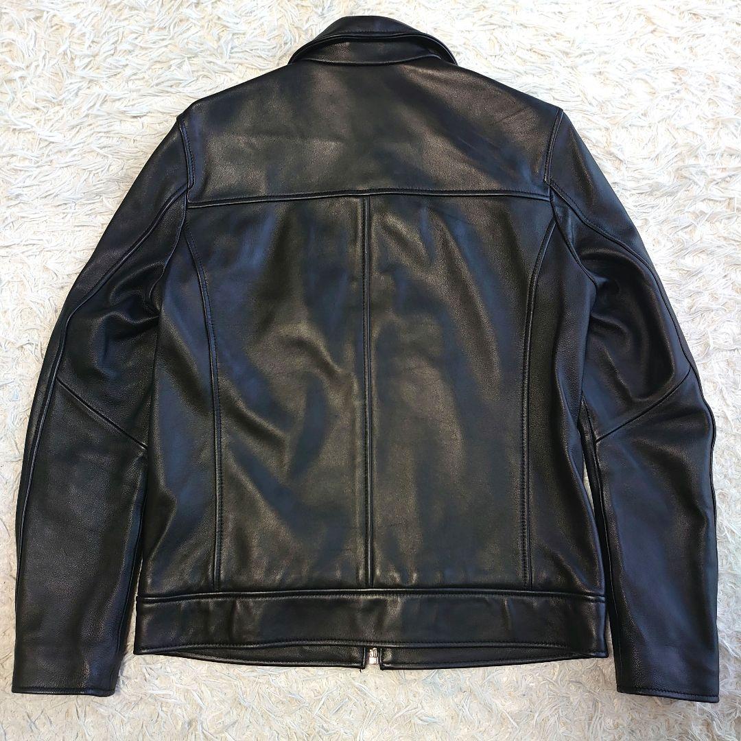 【未使用級】タイムリーワーニング 羊革 シングルライダース ジャケット M