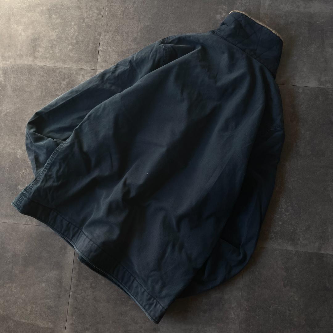 00s Carhartt ダック地デッキジャケット 紺 XL A691 裏ボア