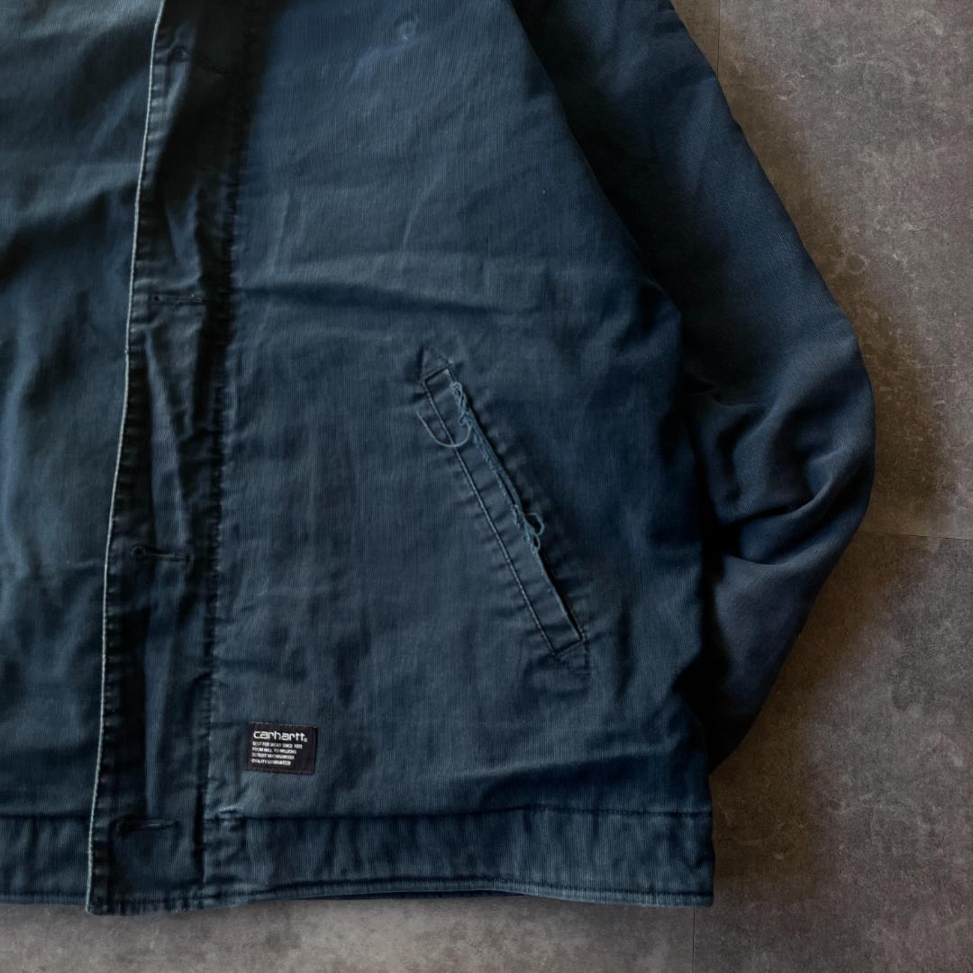 00s Carhartt ダック地デッキジャケット 紺 XL A691 裏ボア