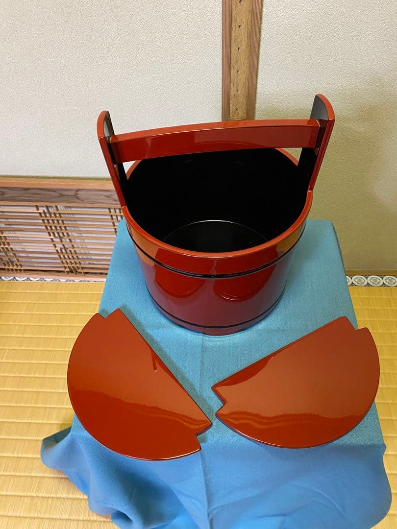 【本日限定】茶道具/手桶水指 豪秀(坂水秀雄)朱黒 輪島塗 茶器水指 工芸品