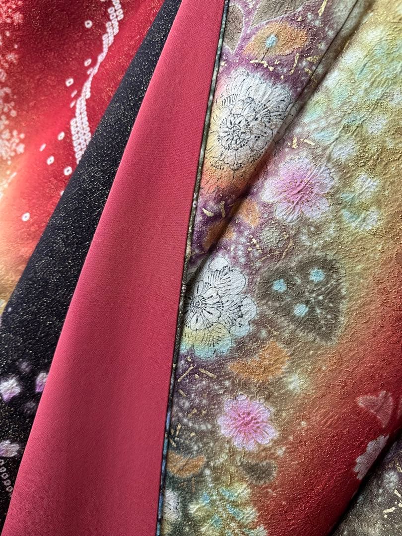 てな 振袖フルセット 赤×金通し 辻ヶ花 絞り ぼかし染めIK