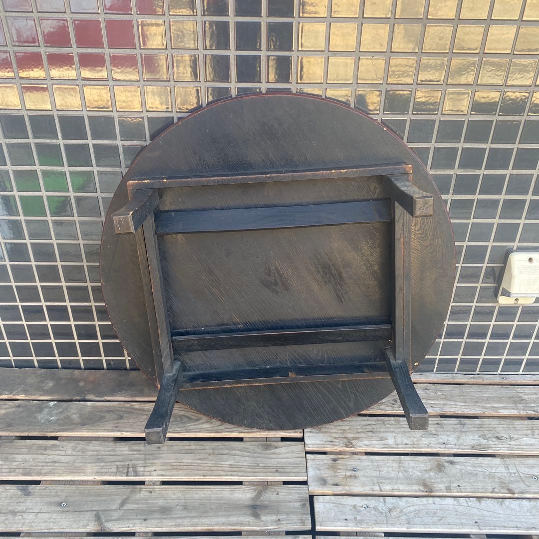 B.昭和レトロ 折りたたみ式ちゃぶ台 丸 円卓 時代物 古道具 古家具