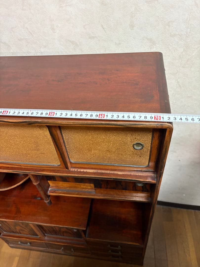 昭和レトロ 木製　アンティーク　箪笥 引き戸　古家具　和家具