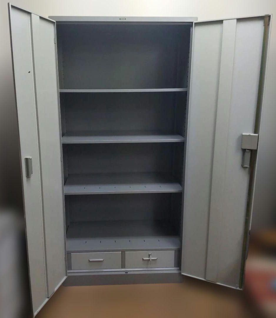 KOKUYOコクヨ 保管庫深型 両開きタイプ 引き出し2個付き 下置き 鍵付き