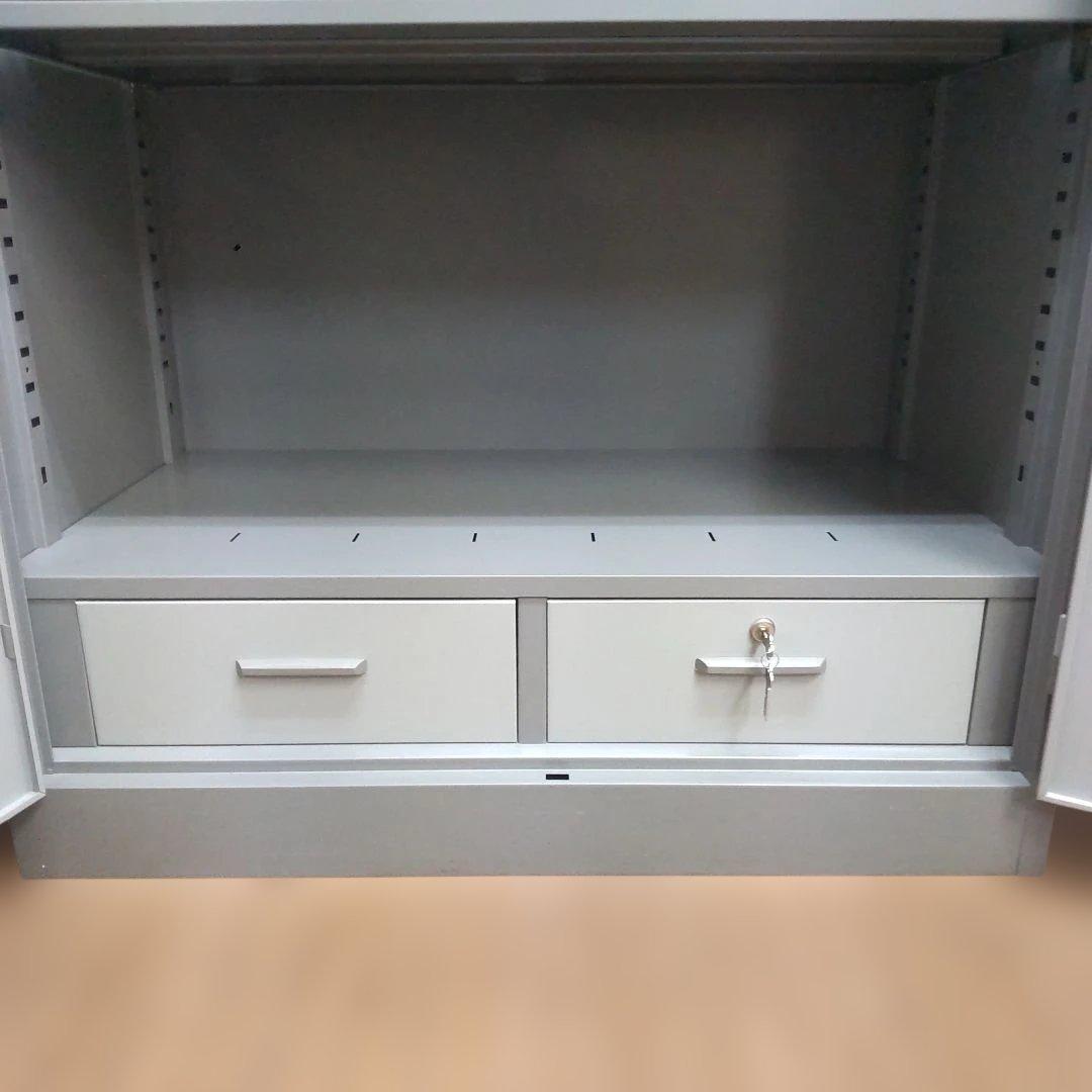 KOKUYOコクヨ 保管庫深型 両開きタイプ 引き出し2個付き 下置き 鍵付き