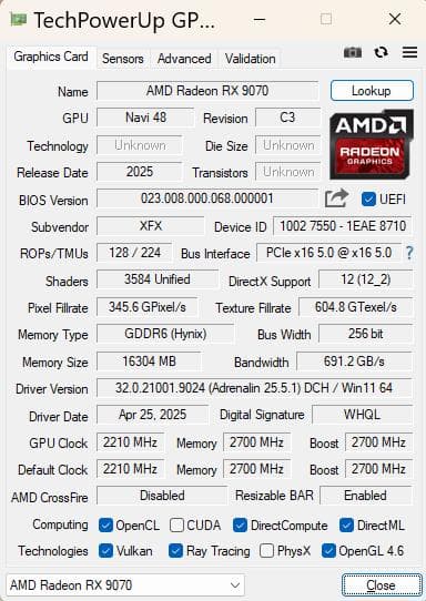 XFX AMDRadeon RX9070 OCモデル 美品 ホワイトカラー