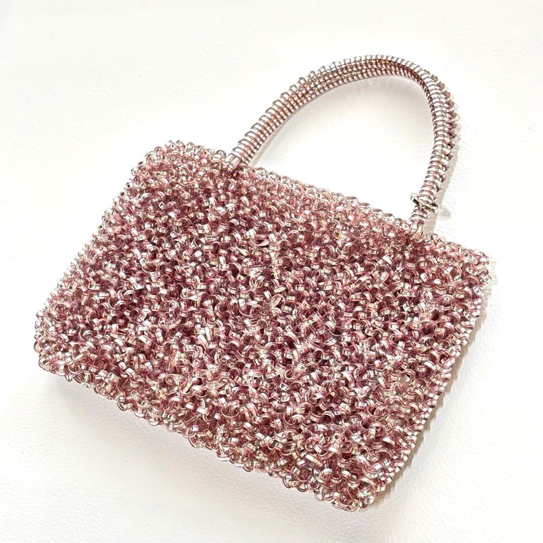 極美品✨アンテプリマ　ミニバッグ　ハンドバッグ　ワイヤーバッグ　ピンク　シルバー