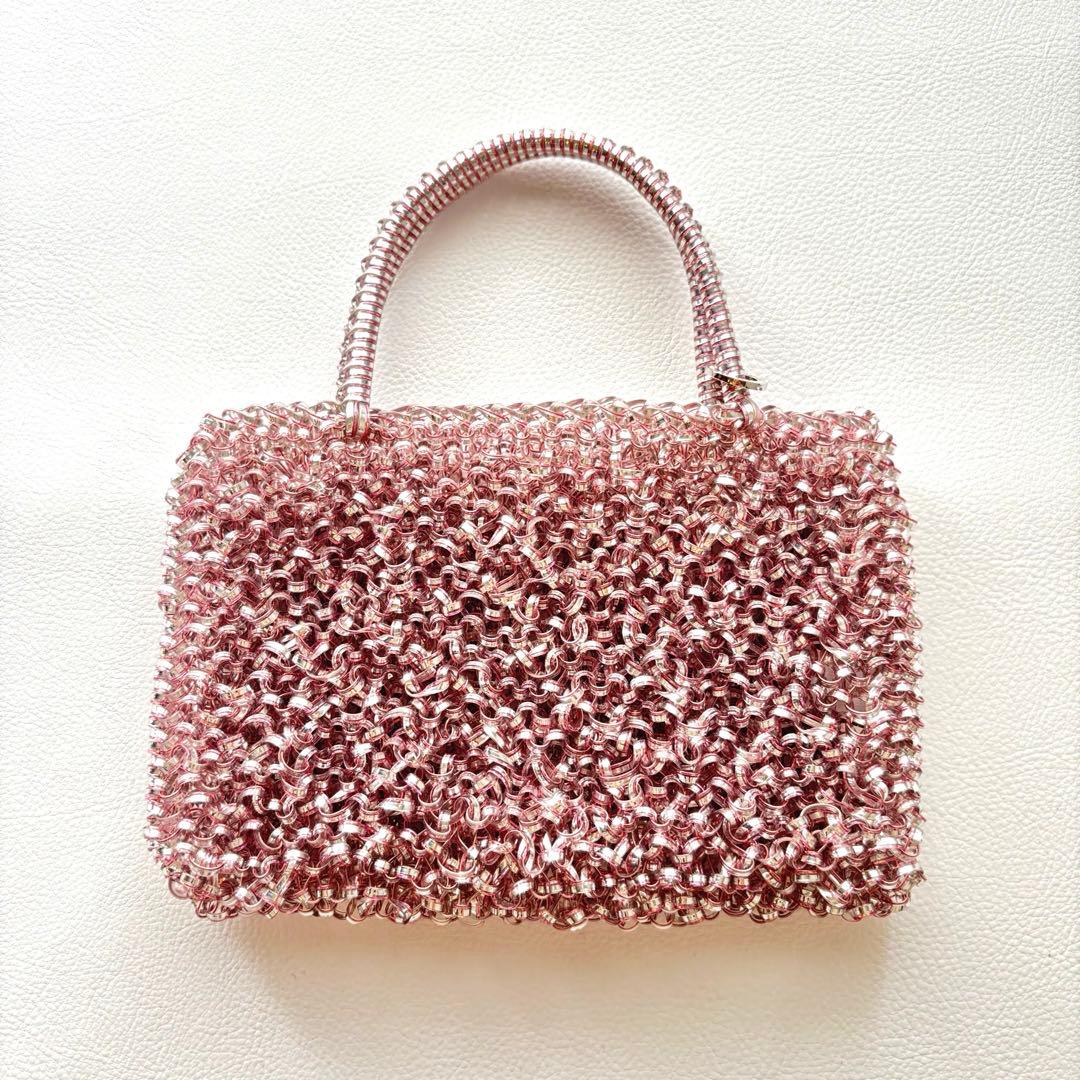 極美品✨アンテプリマ　ミニバッグ　ハンドバッグ　ワイヤーバッグ　ピンク　シルバー