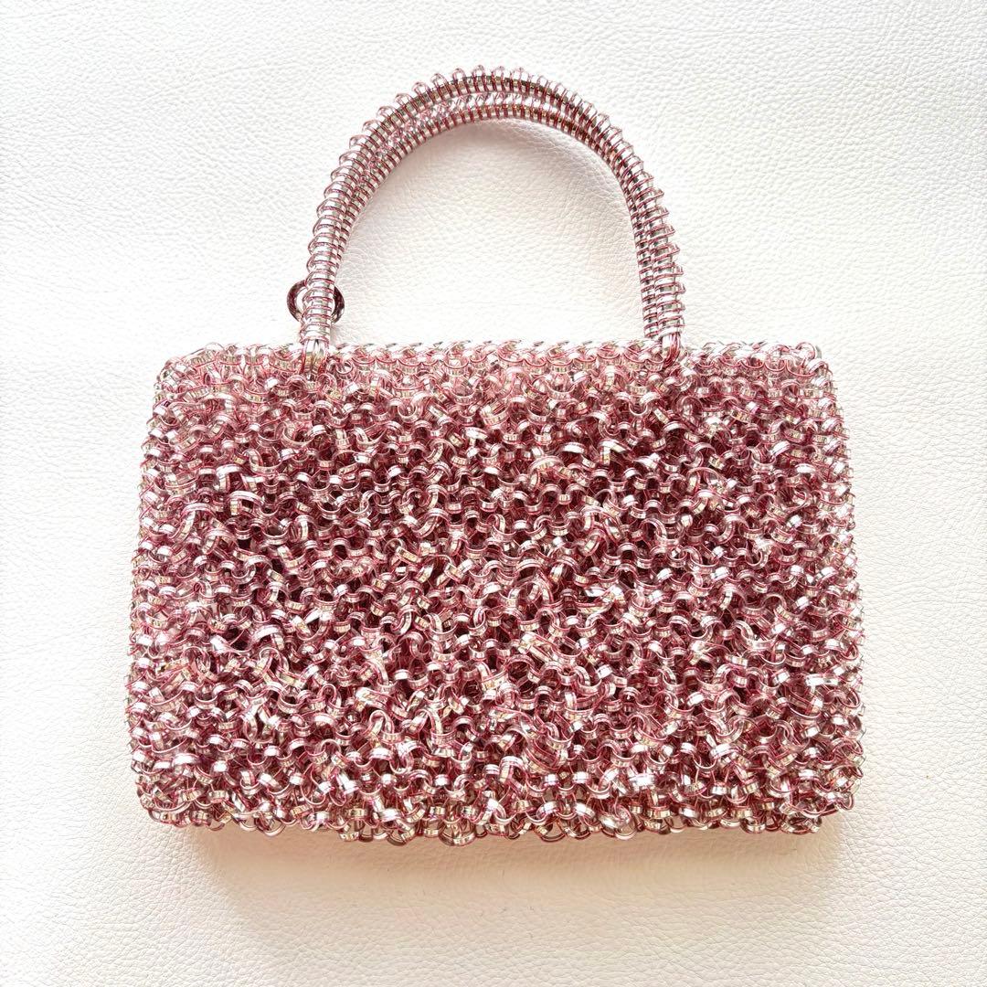 極美品✨アンテプリマ　ミニバッグ　ハンドバッグ　ワイヤーバッグ　ピンク　シルバー