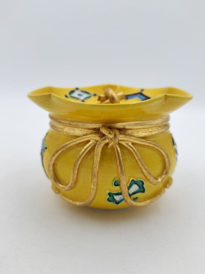 a483【新品・未使用】茶器 黃交趾宝尽 山本一如 木箱入 茶道具 替茶器　棗