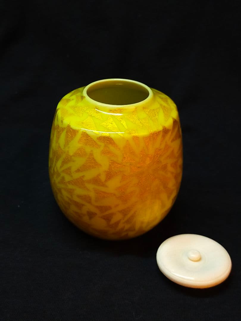 【小野珀子】釉裏金彩 茶碗 茶入 小皿